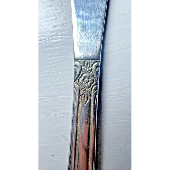 Lustreware Stainless Steel Flatware Vintage Rose Pattern Lg Fork 2 Butter Cutter - Picture 12 of 15